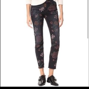 Seven for all mankind black floral jeans size 25